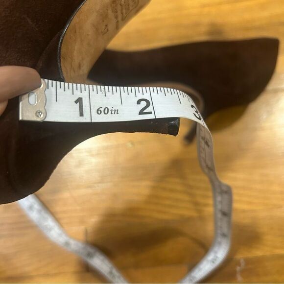 Jimmy Choo Suede Leather Romy 60MM Chocolate Brown Kitten Heel Pointed Toe Pumps - Picture 15 of 16